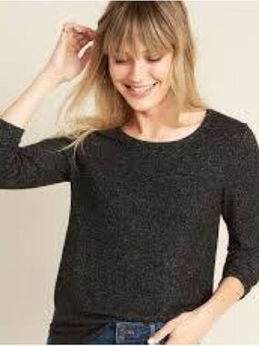 Old Navy Charcoal Ribbed Knit Top